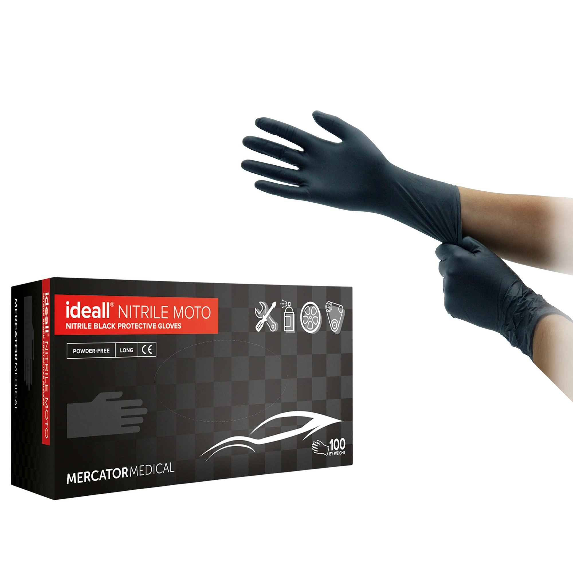 Manusi cu mansete lungi, groase, din nitril, negre, extrem de