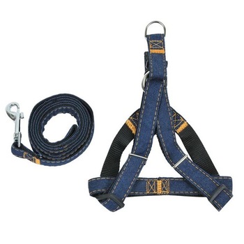 Set ham si lesa pentru caini Felis, Denim, Ajustabile, 50-75/120 cm, Bleumarin Set ham si lesa pentru caini Felis, Denim, Ajustabile, 50-75/120 cm, Bleumarin