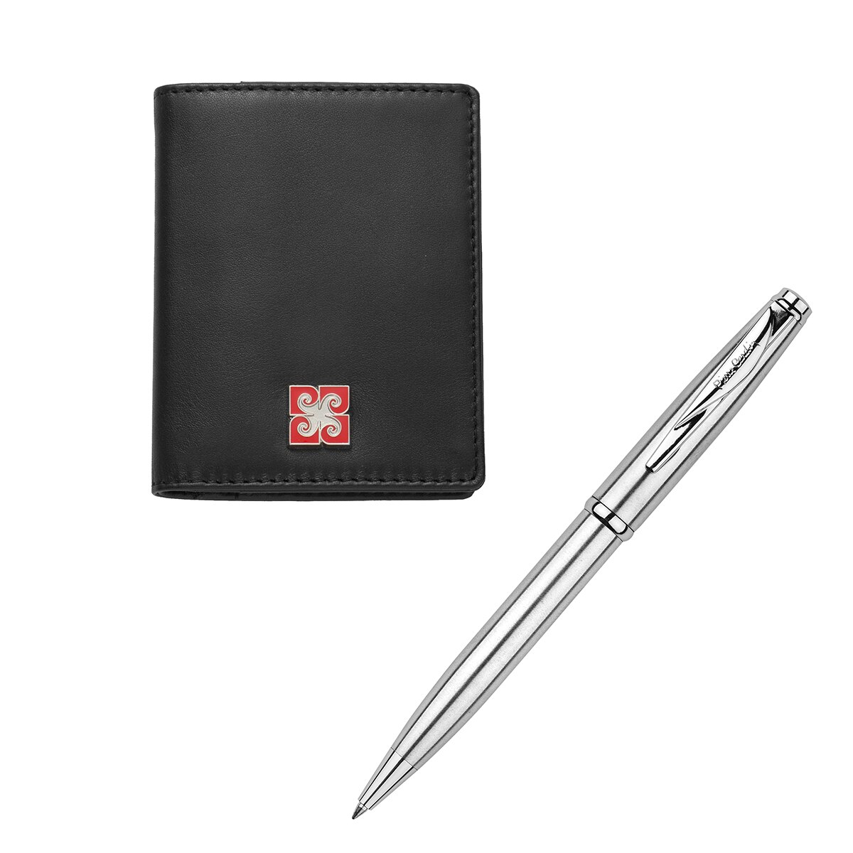 Set cadou pix cu husa documente auto, Pierre Cardin, Piele naturala, Negru