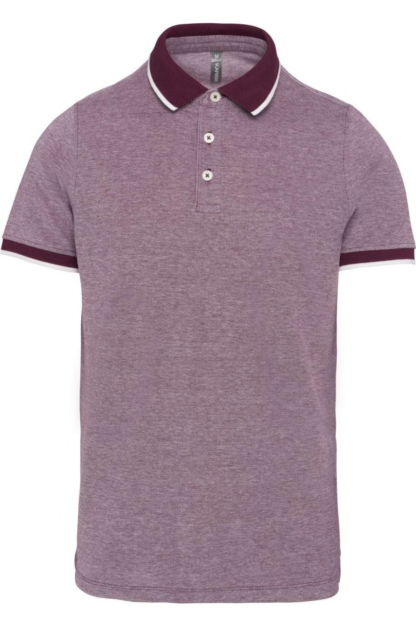 Tricou polo barbati, bumbac 100%, Kariban Marl Navy, Visiniu