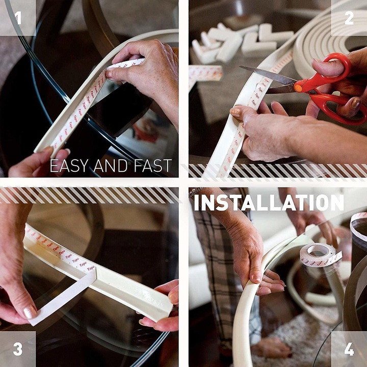 Bambinice, 6m XXL мултифункционален комплект предпазна ролка и 8 меки протектора за ъгли, бяло