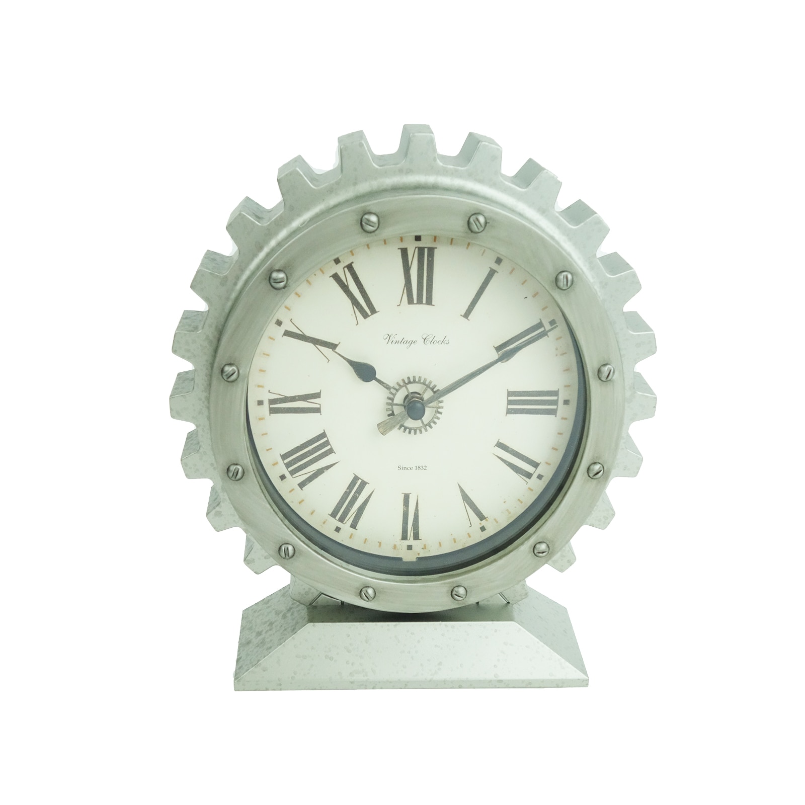 Ceas decorativ, design piese, gri murdar, 21 cm