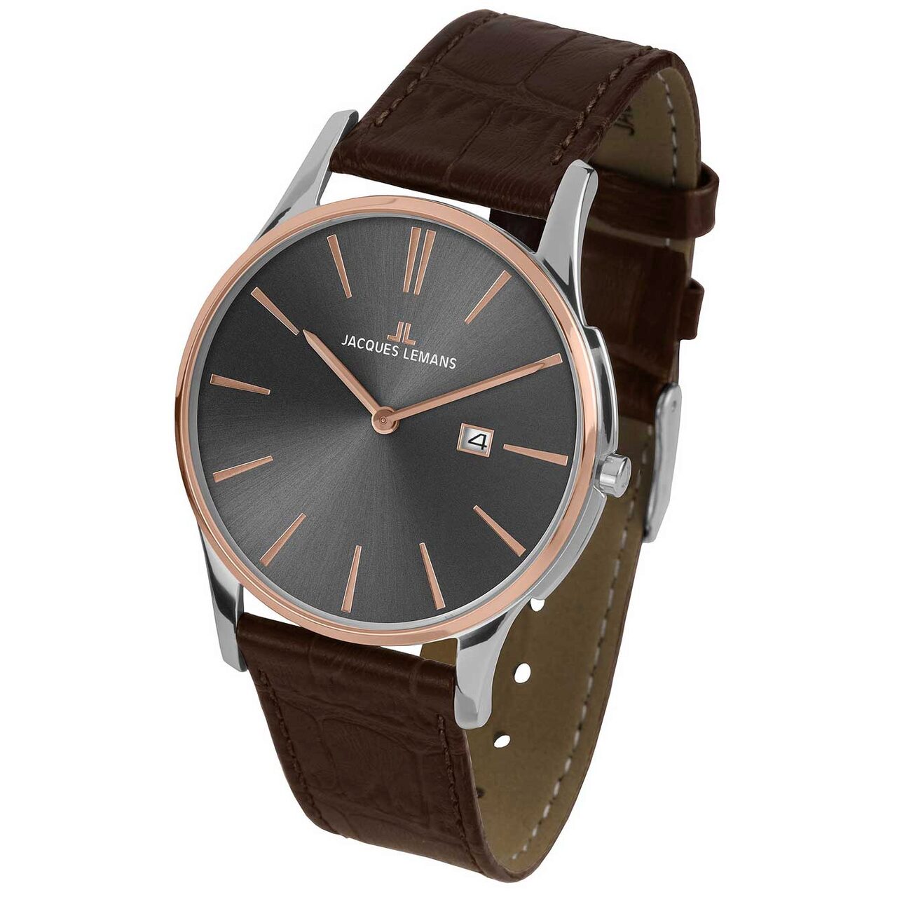 Ceas barbati Jacques Lemans 1-1936E London, 40mm, 10ATM, Argintiu