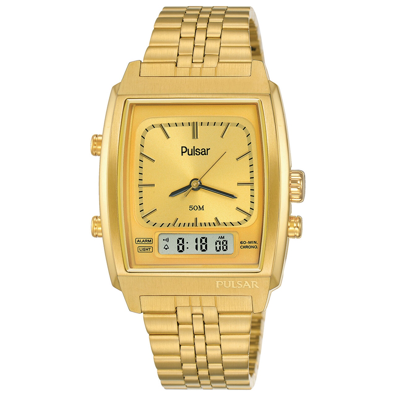 Ceas barbatesc Pulsar PBK036X2 33mm, 5ATM, Auriu