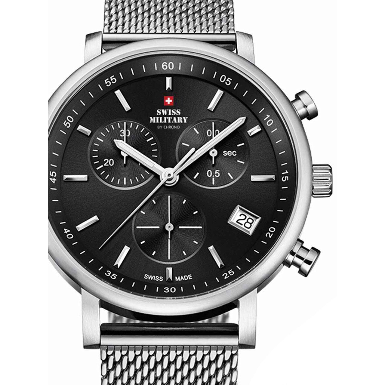Ceas barbatesc Swiss Military SM34058.01 Chrono 42mm, 10ATM, Argintiu