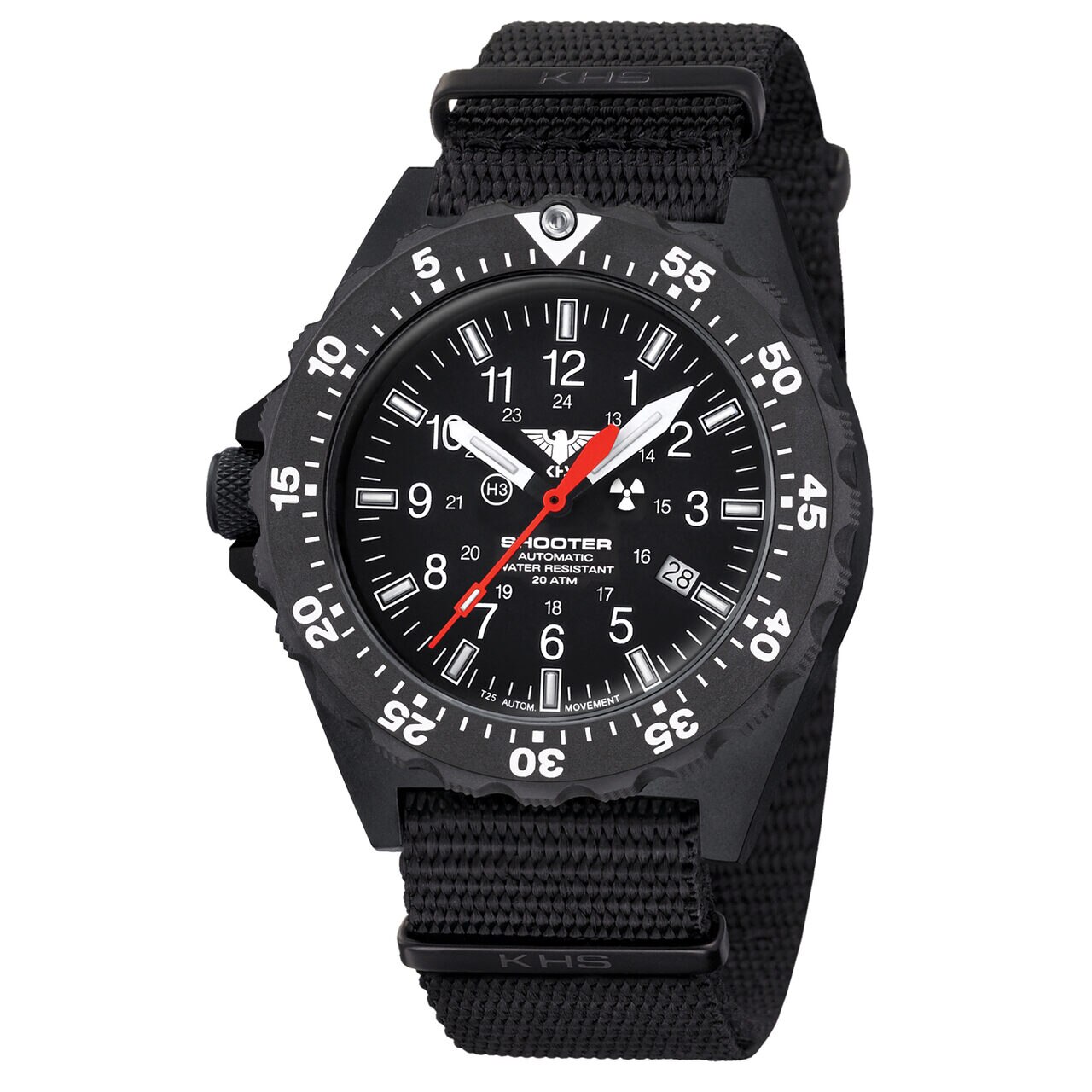 Ceas barbatesc KHS Einsatzuhr KHS.SH2AOT.NB Shooter MKII Automatik 44mm, 20ATM, Negru