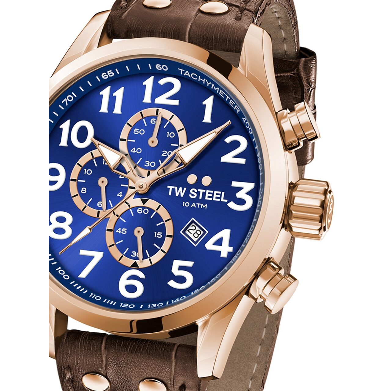 Ceas barbatesc TW-Steel VS83 Volante Cronograf 45mm, 10ATM, Auriu