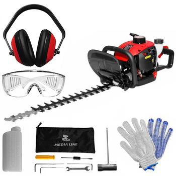 Set Foarfeca pentru gard viu, Media Line, MFG 23, lama dubla 650 mm, maner reglabil, manusi protectie, ochelari, antifoane AgroPro Set Foarfeca pentru gard viu, Media Line, MFG 23, lama dubla 650 mm, maner reglabil, manusi protectie, ochelari, antifoane AgroPro