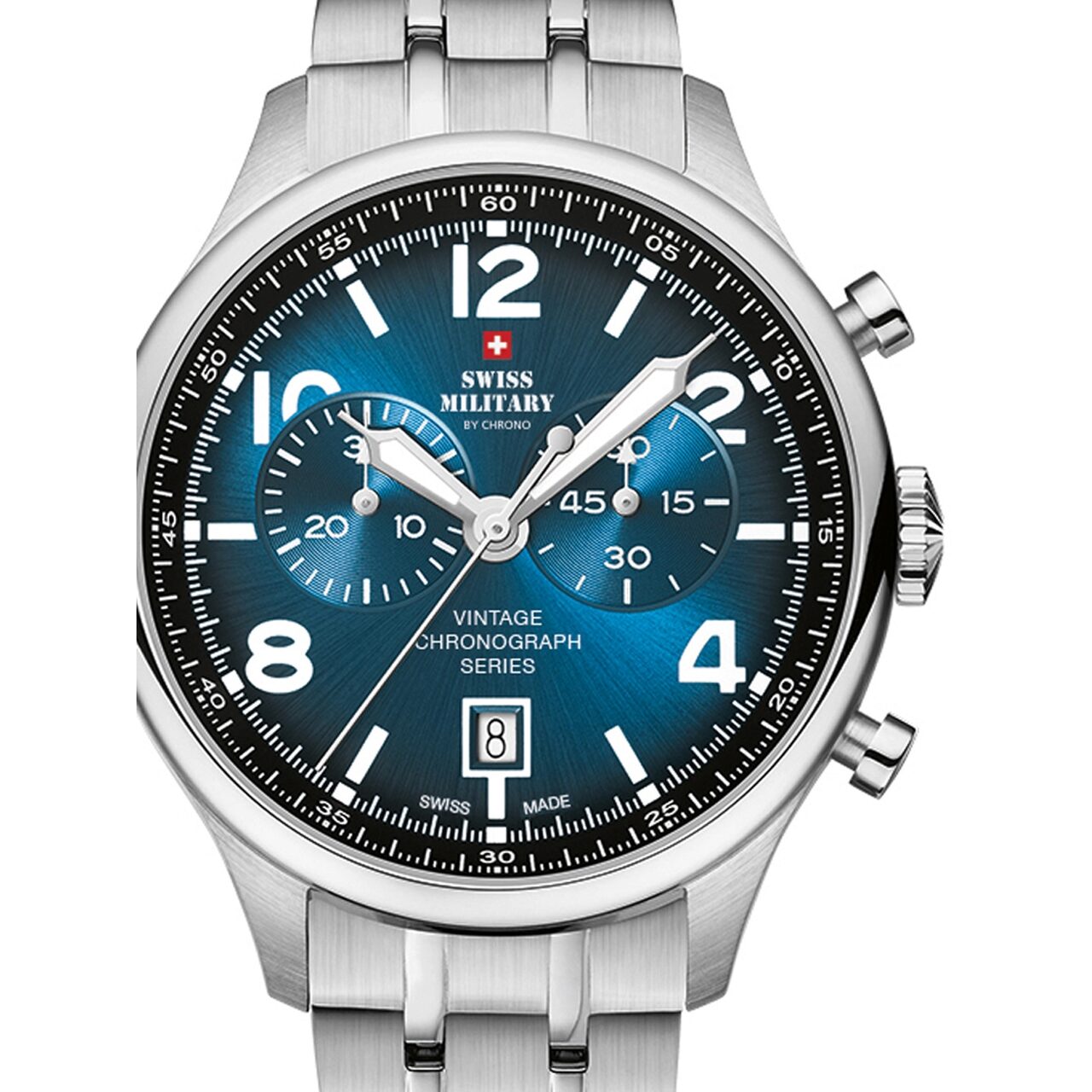 Ceas barbatesc Swiss Military SM30192.03 Cronograf, 42mm, 10ATM, Argintiu