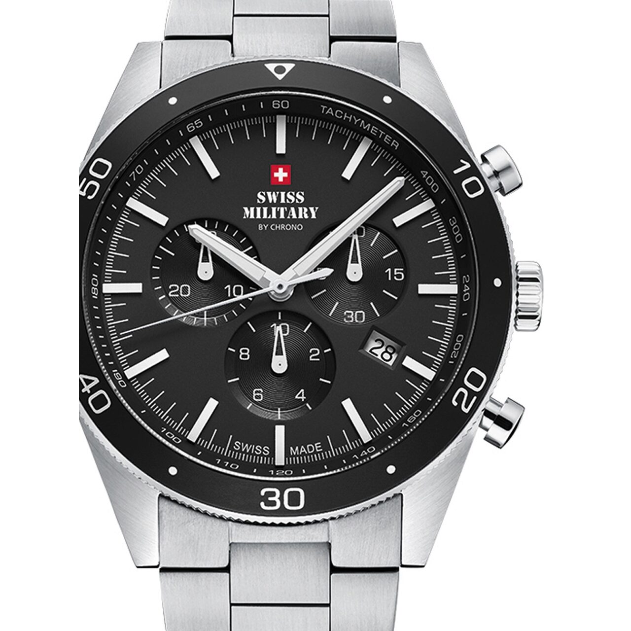 Ceas barbatesc Swiss Military SM34079.01 Cronograf 43mm, 10ATM, Argintiu