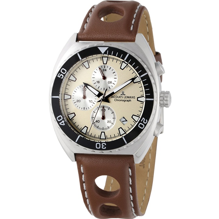 Ceas barbatesc Jacques Lemans 1-2041D, Argintiu