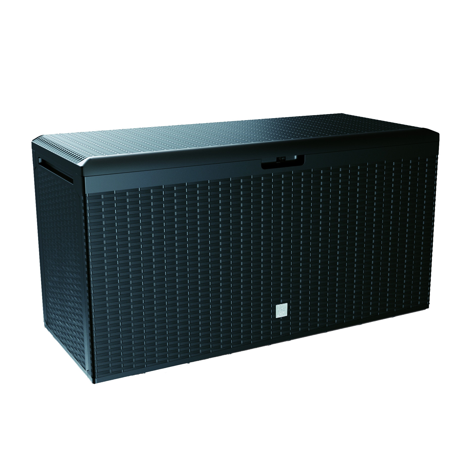 Lada depozitare, finisaj imitatie impletitura de ratan - “Rato Plus”, gri antracit, 290 litri, cm 114 x 47 x 59,4 h