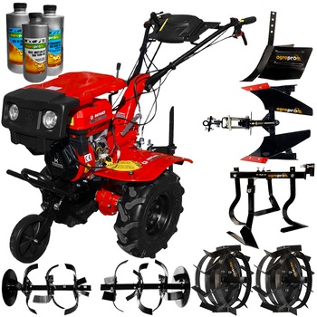 Pachet motocultor profesional, Rotakt, RO 100S, 7 CP, latime lucru 105 cm, roti 500/8, capota, far, rarita reglabila, roti metalice, prasitoare,plug reversibil, 3l ulei AgroPro Pachet motocultor profesional, Rotakt, RO 100S, 7 CP, latime lucru 105 cm, roti 500/8, capota, far, rarita reglabila, roti metalice, prasitoare,plug reversibil, 3l ulei AgroPro