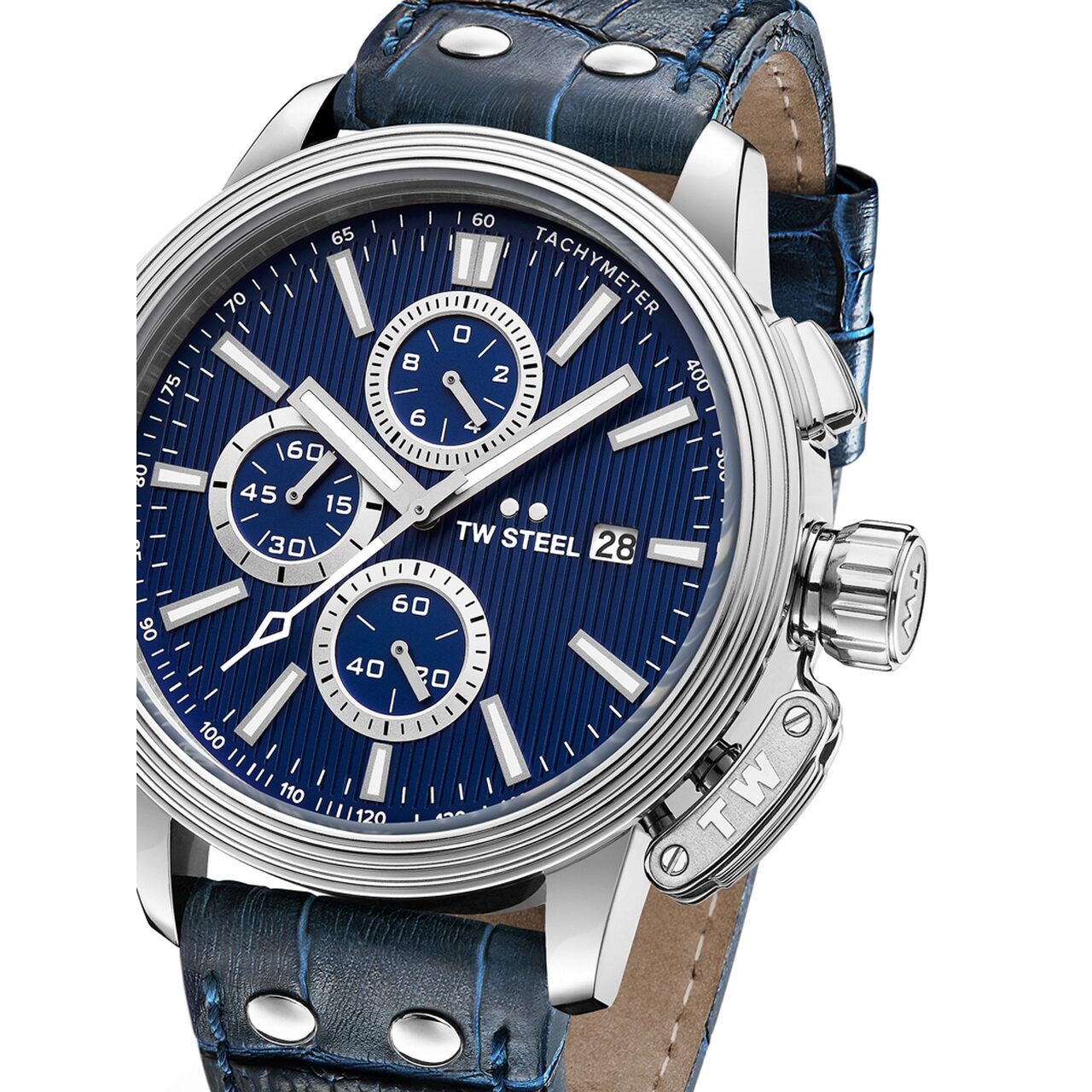 Ceas barbatesc TW-Steel CE7008 CEO Adesso Cronograf 48mm, 10ATM, Argintiu