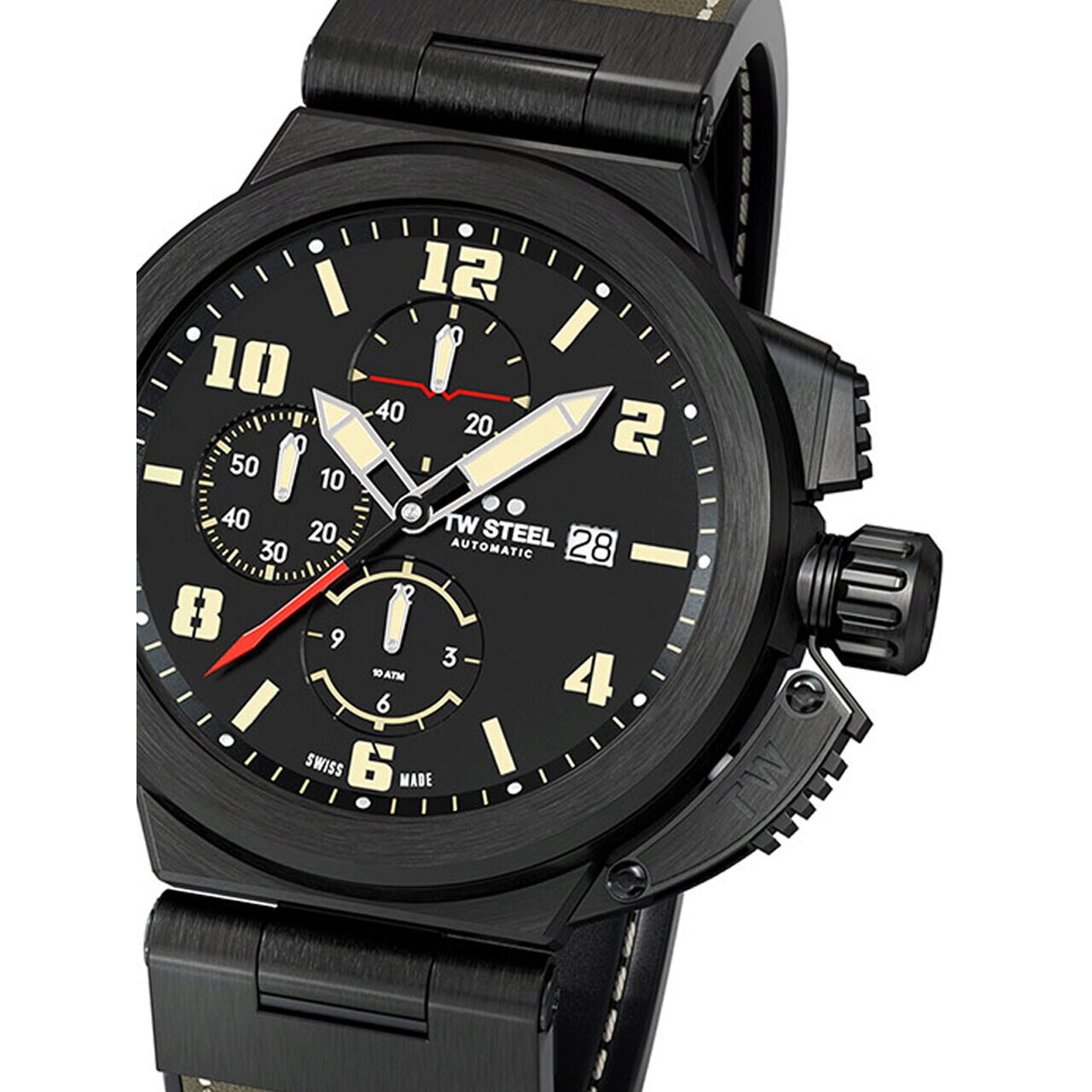 Ceas barbatesc TW-Steel ACE205 Spitfire Cronograf, 46mm, 10ATM, Negru