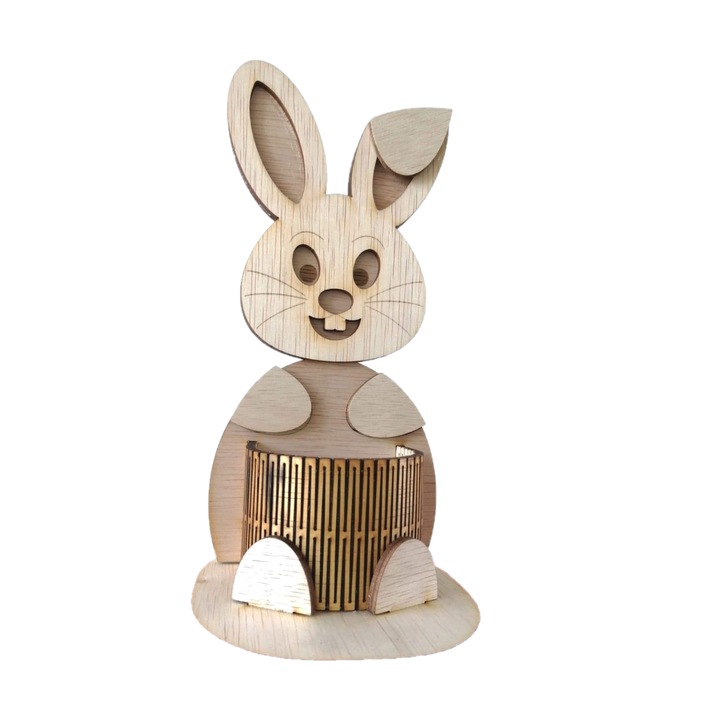 Decoratiune lemn Paste, Iepure, 22 cm