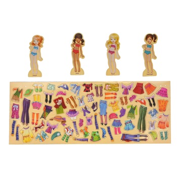 Joc imbraca fata, jucarie tip puzzle din lemn, cu magnet, 0163-1103107 Joc imbraca fata, jucarie tip puzzle din lemn, cu magnet, 0163-1103107