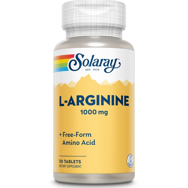 Supliment alimentar L-Arginine 1000mg RapidSolv Solaray, Secom 30 tablete