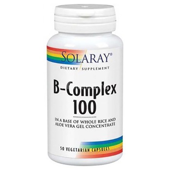 Supliment alimentar B-Complex 100mg Solaray, Secom 50 capsule Supliment alimentar B-Complex 100mg Solaray, Secom 50 capsule