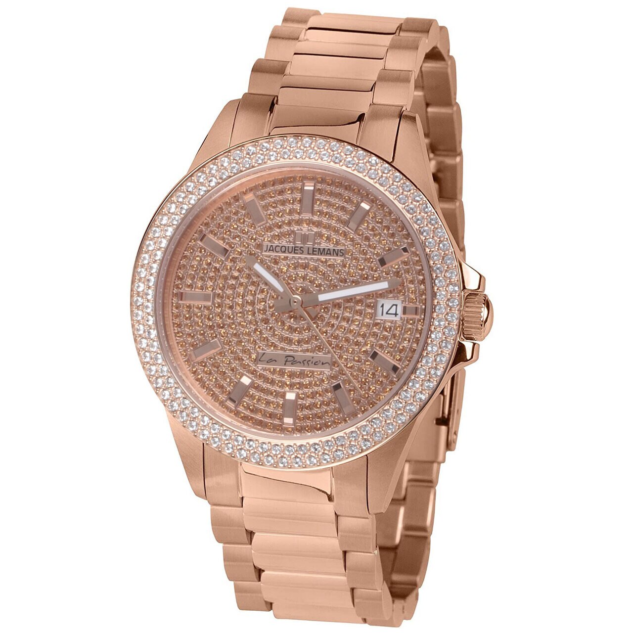 Ceas de dama Jacques Lemans LP-129B La Passion 38mm, 10ATM, Auriu