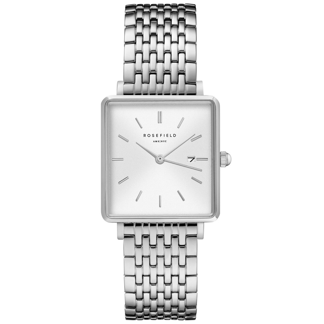 Ceas de dama Rosefield QWSS-Q08 The Boxy, 26mm, 3ATM, Argintiu