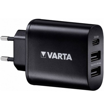Incarcator Retea USB Varta, Negru, Blister Incarcator Retea USB Varta, Negru, Blister