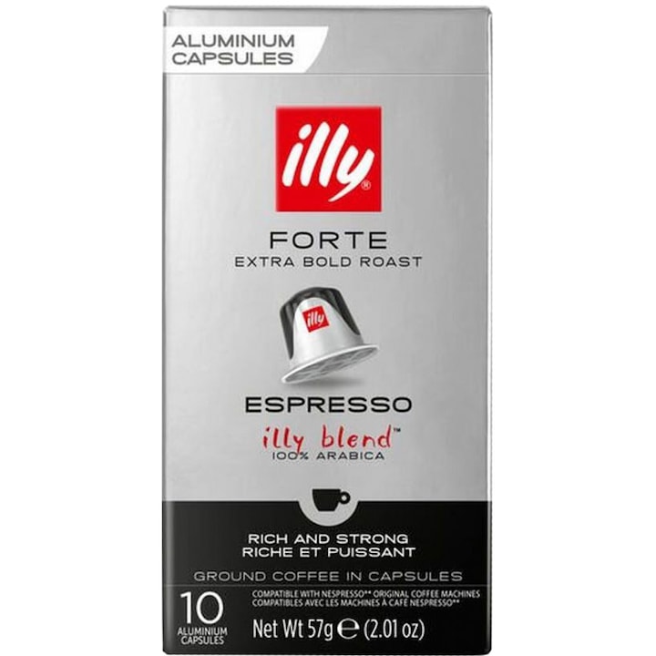 Cafea capsule Illy Espresso Forte, compatibile Nespresso, 10 capsule, 57 gr.