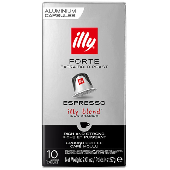 Капсулно кафе Illy, Espresso Forte, Съвместимо с Nespresso, 10 капсули, 57 гр