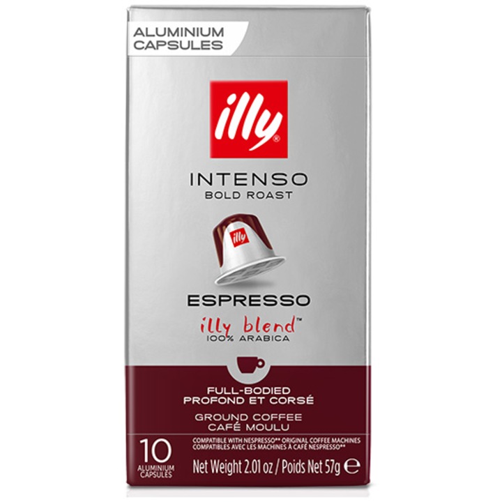 Кафе капсули Illy Espresso Intenso, Съвместими със системата Nespresso, 10 капсули, 57 гр