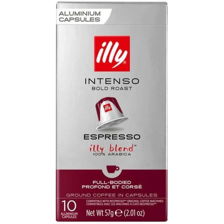 Cafea capsule Illy Espresso Intenso, compatibile Nespresso, 10 capsule, 57 gr.