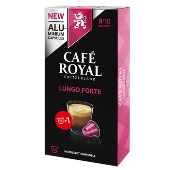 Cafea capsule Café Royal Lungo Forte, compatiile Nespresso, 10 capsule, 53 gr.