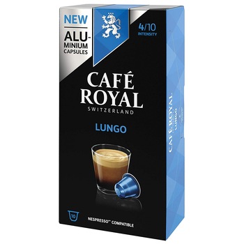 Cafea capsule Café Royal Lungo, compatibile Nespresso, 10 capsule, 53 gr. Cafea capsule Café Royal Lungo, compatibile Nespresso, 10 capsule, 53 gr.