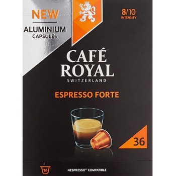Cafea capsule Café Royal Espresso Forte, compatibile Nespresso, 36 capsule, 190 gr. Cafea capsule Café Royal Espresso Forte, compatibile Nespresso, 36 capsule, 190 gr.