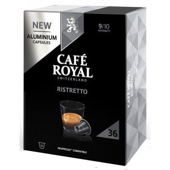 Cafea capsule Café Royal Ristretto XL, compatibile Nespresso, 36 capsule, 190 gr. Cafea capsule Café Royal Ristretto XL, compatibile Nespresso, 36 capsule, 190 gr.