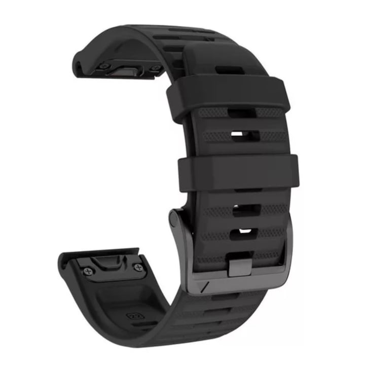Силиконова каишка Smart Pulse за Garmin Fenix 6Х/6Х Sapphire/6X Pro Solar GPS Watch 26mm QuickFit, цвят черен