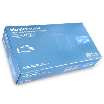 Manusi nitril albastre, nepudrate, 100 buc NITRYLEX M, medicale, pentru examinare, de unica folosinta Manusi nitril albastre, nepudrate, 100 buc NITRYLEX M, medicale, pentru examinare, de unica folosinta