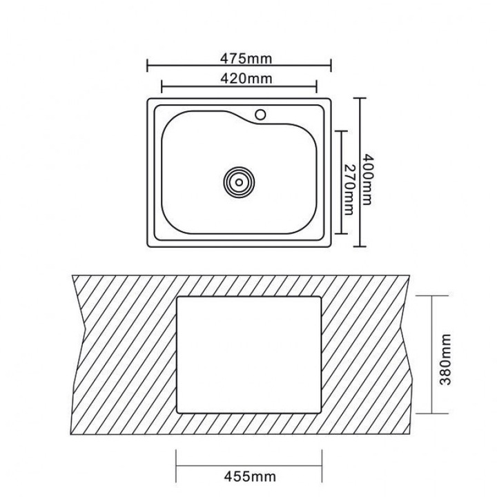 Chiuveta bucatarie, InterCeramic, 47x40, Argintiu