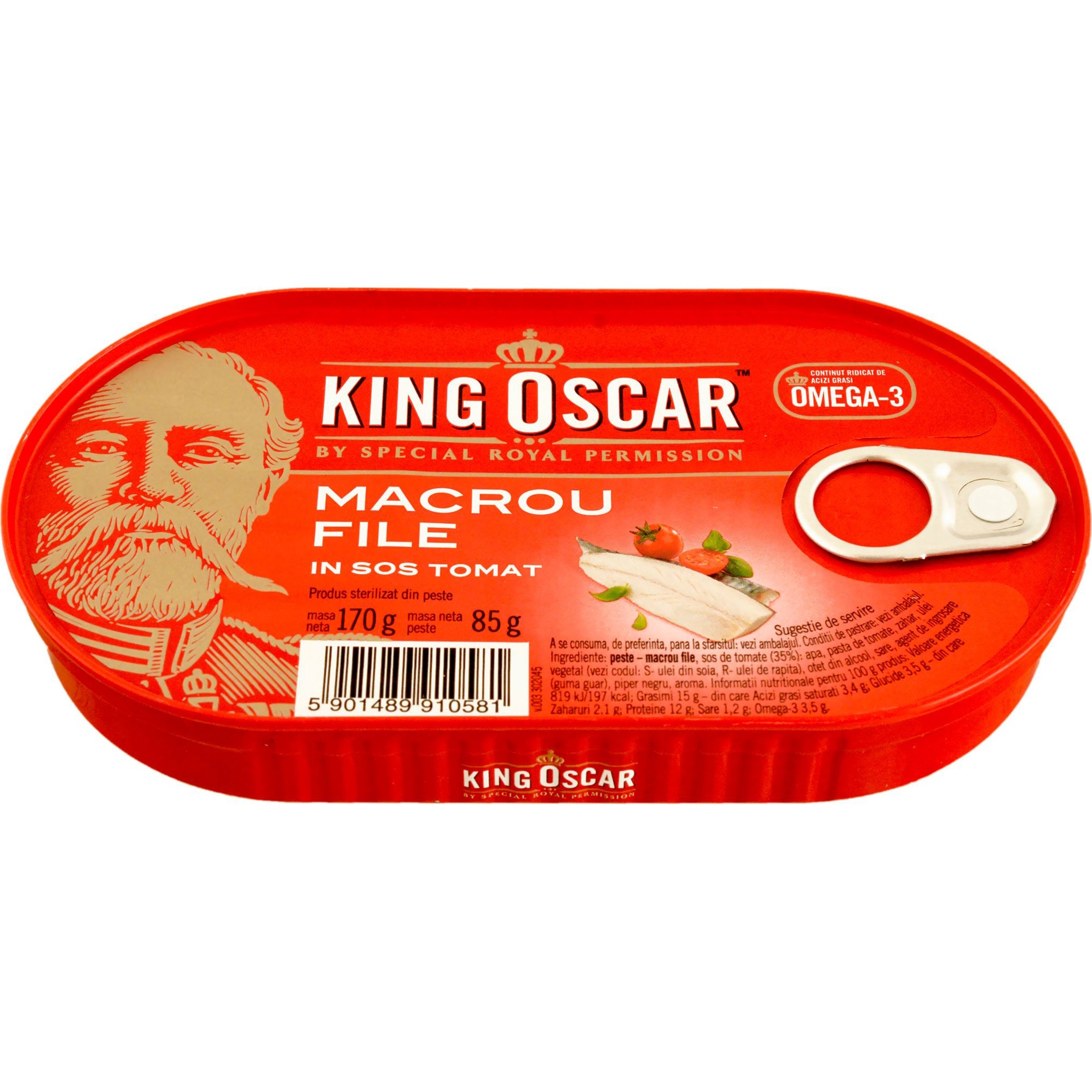 Macrou file in sos tomat King Oscar, 170g