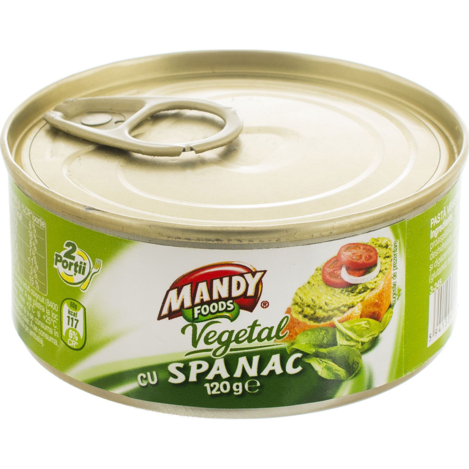 Pasta vegetala cu spanac Mandy, 120g