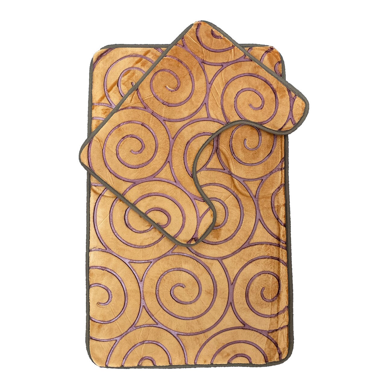 Set 2 covorase baie spuma cu memorie 50x80 Spiral maro