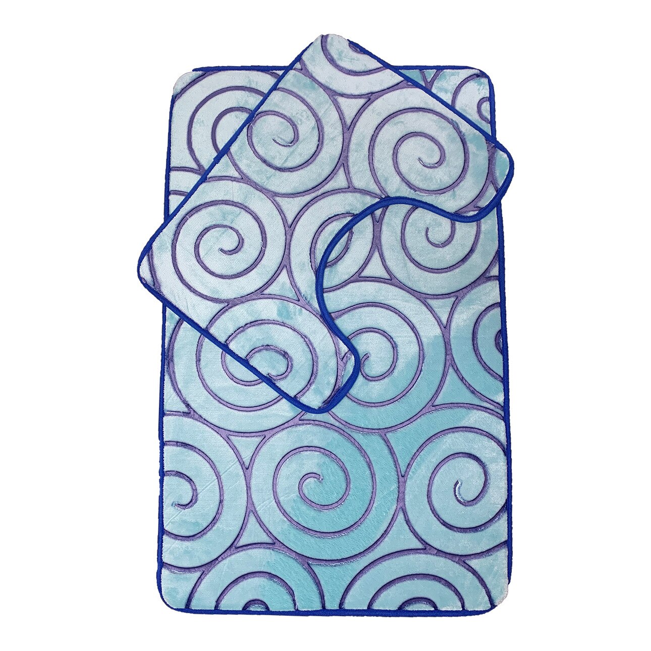 Set 2 covorase baie spuma cu memorie 50x80 Spiral albastru