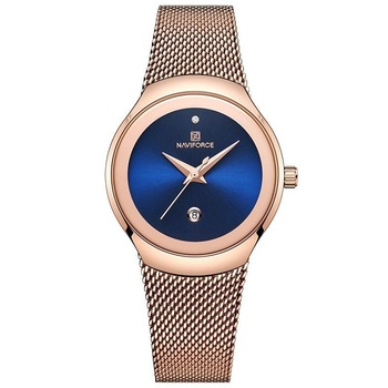 Ceas dama Naviforce, Elegant, Clasic, Business, Analog, Mecanism Quartz, Calendar, Afisare 24 h, 3 ATM, Cadran albastru, Auriu Ceas dama Naviforce, Elegant, Clasic, Business, Analog, Mecanism Quartz, Calendar, Afisare 24 h, 3 ATM, Cadran albastru, Auriu