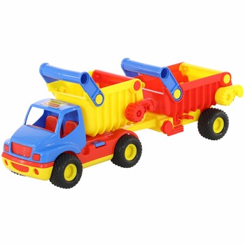 Basculanta cu remorca ConsTruck , Polesie , 50x14x19 cm , Robentoys Basculanta cu remorca ConsTruck , Polesie , 50x14x19 cm , Robentoys