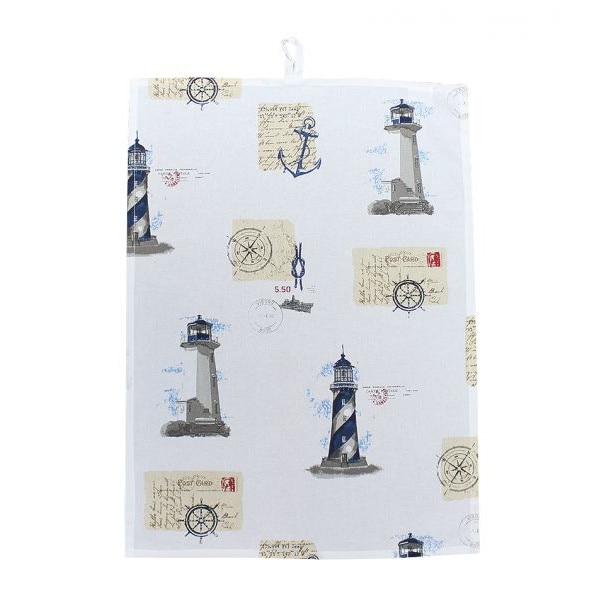 Servet bucatarie Sea Club, decor marin, bumbac, 50x70cm