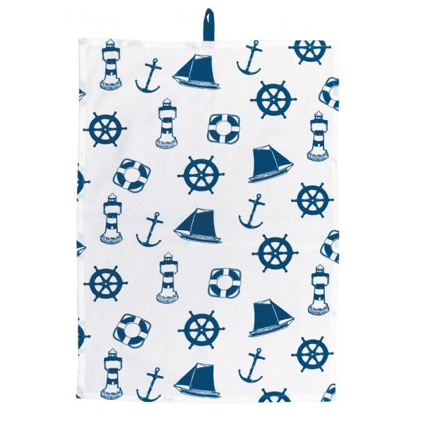 Servet bucatarie Sea Club, imprimeu marin, bumbac, 50x70cm