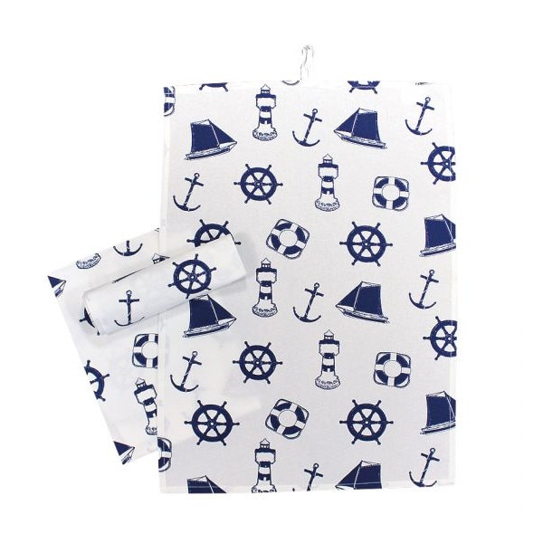 Set 3 bucati, servete de bucatarie Sea club, bumbac,50x70cm