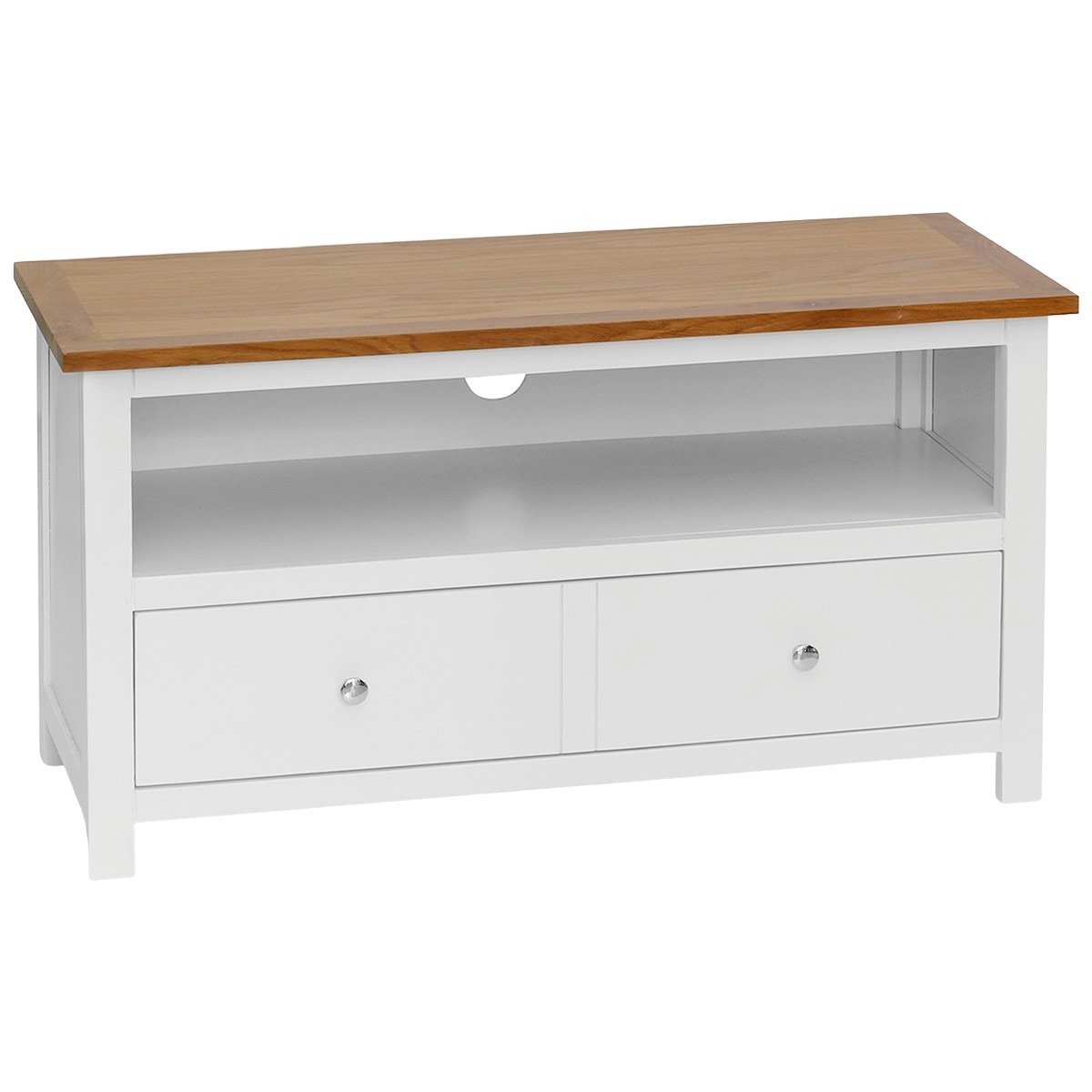 Comoda TV, vidaXL, Lemn de stejar, Alb cu maro, 90 x 35 x 48 cm