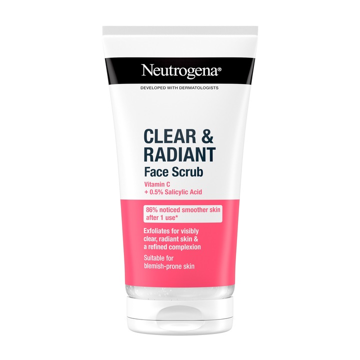 Scrub exfoliant Neutrogena Clear&Radiant pentru ten cu imperfectiuni, 150 ml