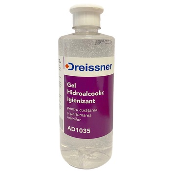 Gel hidroalcoolic igienizant pentru maini, Dreissner, 500 ml Gel hidroalcoolic igienizant pentru maini, Dreissner, 500 ml