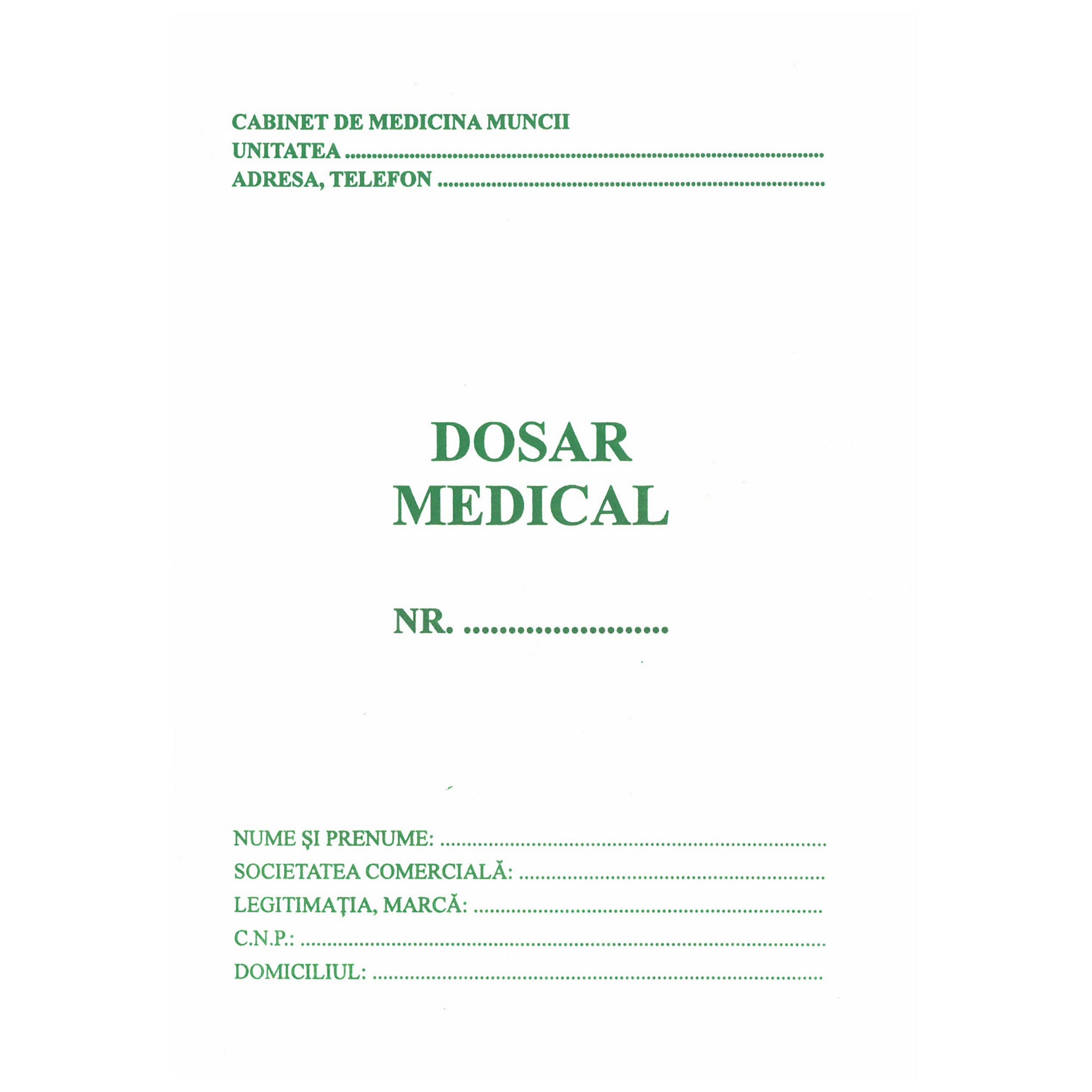 Dosar medical individual in format A5, 16pagini